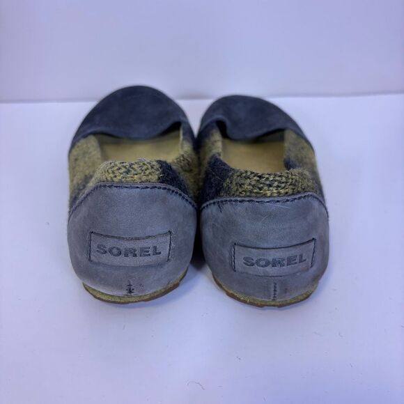 Sorel Women's Gray and Green Plaid Wool Flats 10.5 - Picture 3 of 8